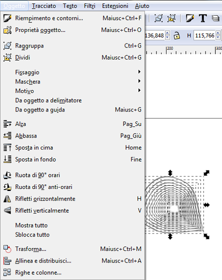 Il comando Raggruppa in Inkscape