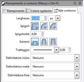 Lo spessore impostato in Inkscape