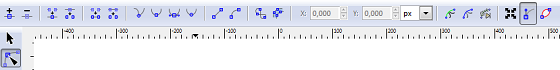 La barra contestuale dello strumento di modifica dei tracciati in Inkscape