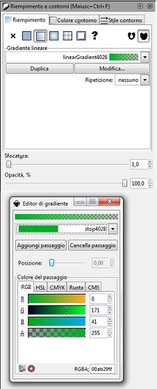 L'Editor dei gradienti in Inkscape