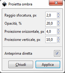 Il filtro Proietta ombra in Inkscape