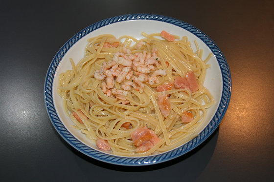 Linguine gamberi e salmone