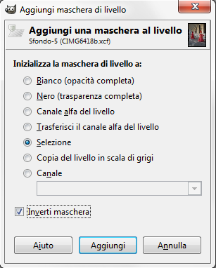 Le impostazioni della maschera di livello in Gimp