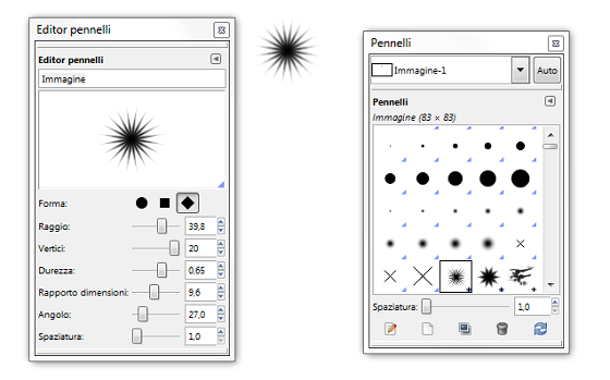 L'Editor dei pennelli in Gimp