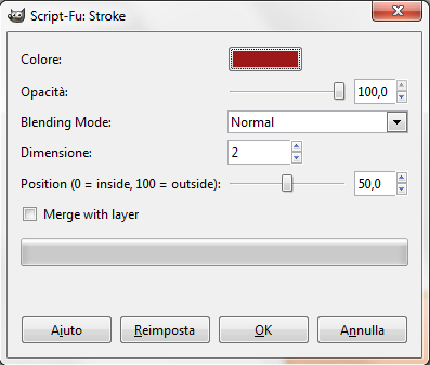 Il filtro Stroke in Gimp