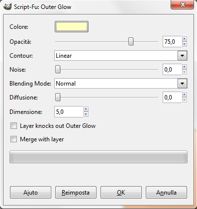 Il filtro Outer Glow in Gimp