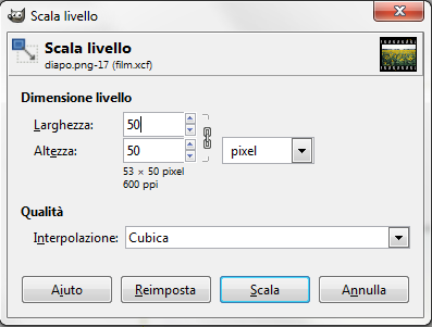 Scaliamo il livello con Gimp