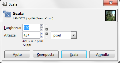Lo strumento Scala in Gimp