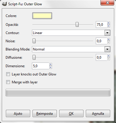 Il filtro Outer Glow in Gimp