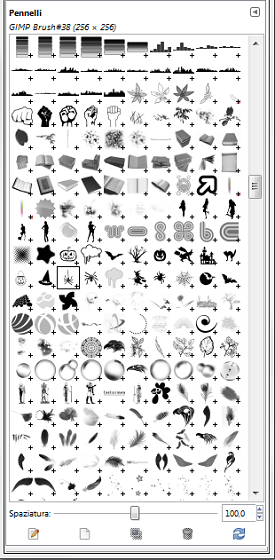 La palette dei pennelli in Gimp