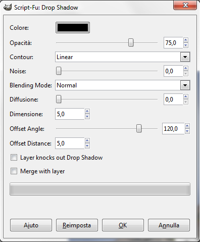 Il filtro Drop Shadow in Gimp