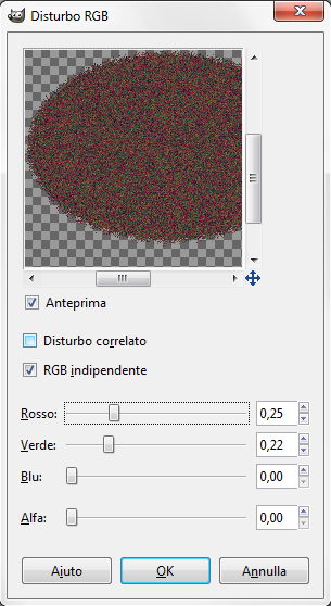 Il filtro Disturbo RGB in Gimp