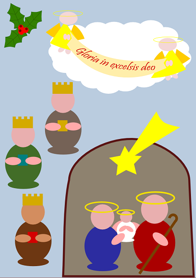 Il presepio con i re Magi disegnato con Inkscape