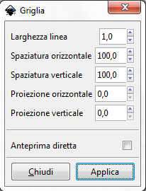 Il controllo del filtro Griglia in Inkscape