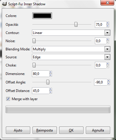 Il filtro Inner Shadow in Gimp
