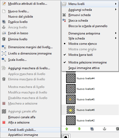 Uniamo i livelli visibili in Gimp