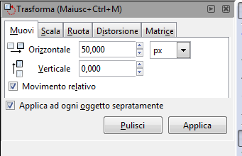 Il pannello Trasforma in Inkscape
