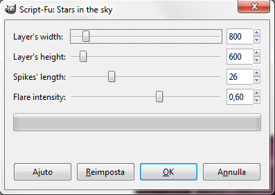 Il filtro Stars in the Sky in Gimp