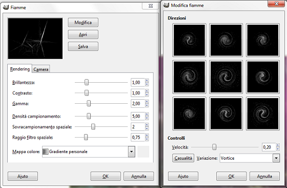 Il filtro Fiamme in Gimp