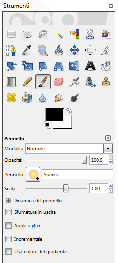 Il pennello effetto stelle in Gimp