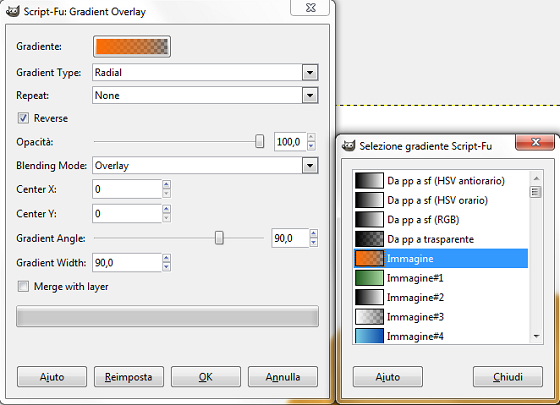 Il filtro Gradient Overlay in Gimp