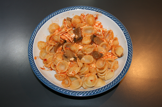 Orecchiette con funghi e ricotta stagionata