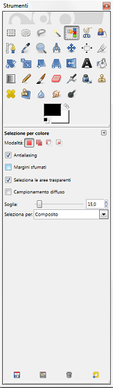 Lo strumento di Selezione per colore in Gimp