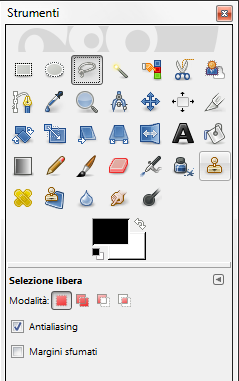 Lo strumento Selezione a mano libera in Gimp