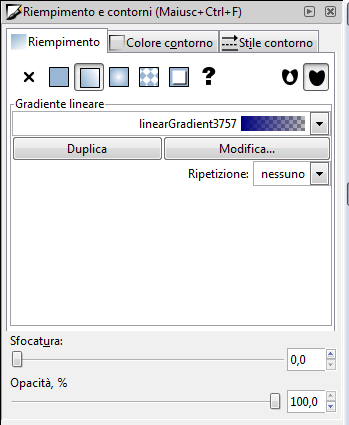 Impostiamo il gradiente in Inkscape