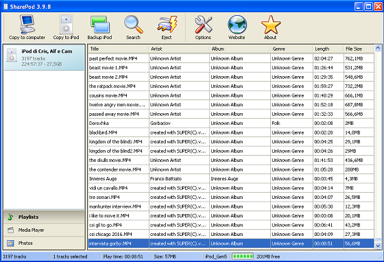 Selezioniamo il file da trasferire con Sharepod