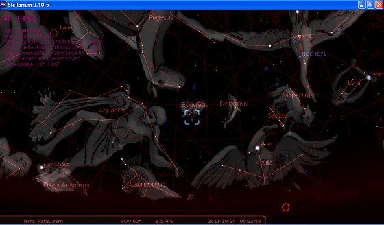 La schermata di Stellarium