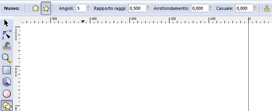 La barra contestuale dello strumento Crea Stelle in Inkscape