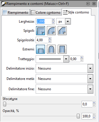 Il pannello Riempimento e contorni in Inkscape
