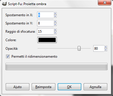 Il filtro Proietta ombra in Gimp