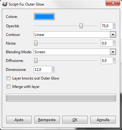L'effetto Outer glow in Gimp