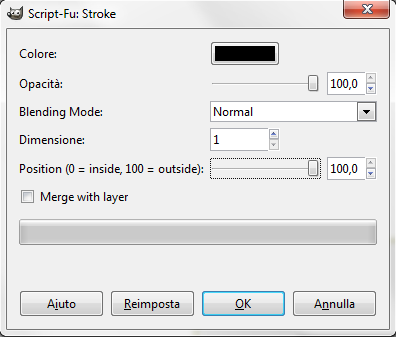 Il controllo dell'effetto Stroke in Gimp