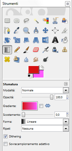 Lo strumento Sfumatura in Gimp