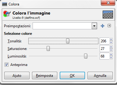 Il pannello Colora in Gimp