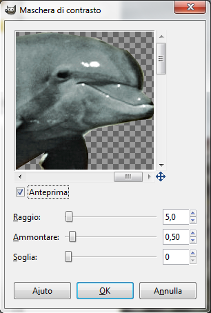 Il filtro Maschera di contrasto in Gimp