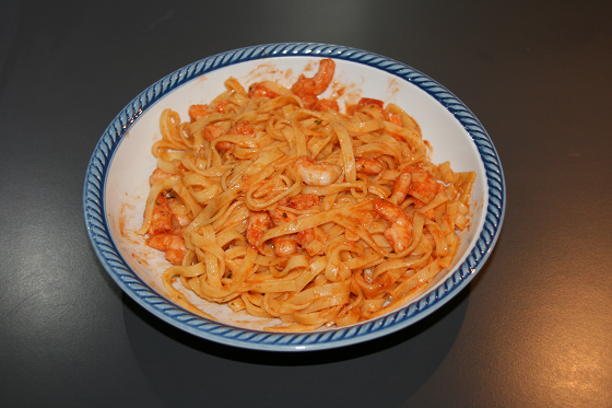 Tagliatelle piccanti con le mazzancolle