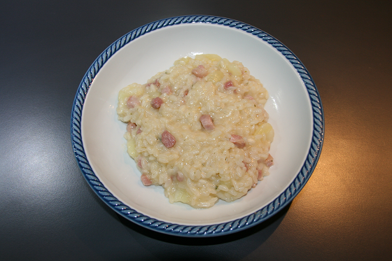 Risotto di patate, pancetta e parmigiano