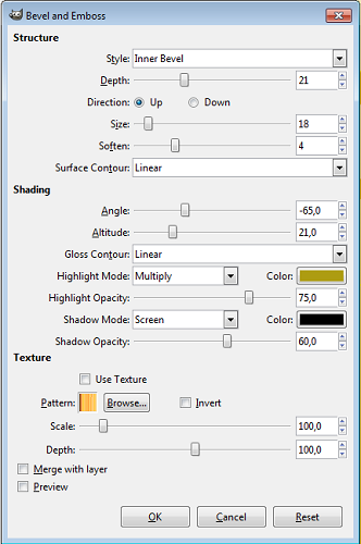 L'effetto Bevel and Emboss