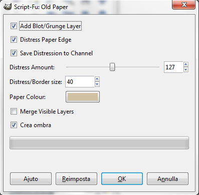 Il filtro Old paper in Gimp