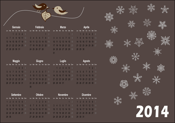 Il calendario realizzato con Inkscape