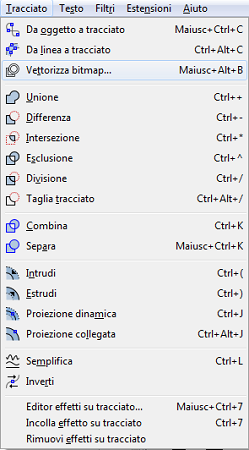Il comando per vettorializzare un bitmap