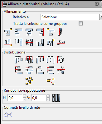 Il pannello Allinea e distribuisci