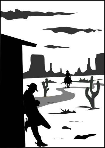 La scena western disegnata con Inkscape