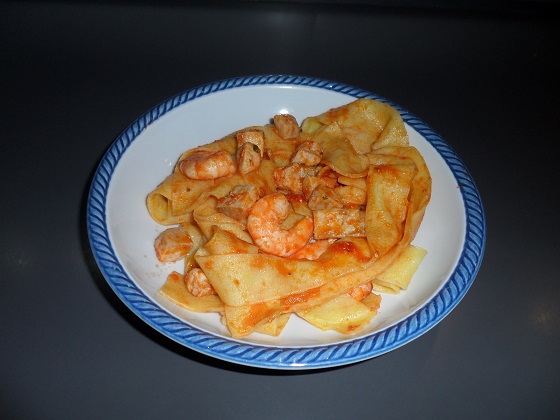 Pappardelle con mazzancolle e pesce spada