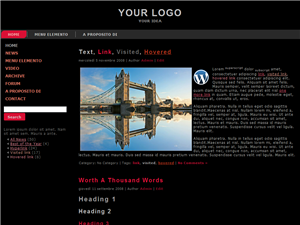 Pink Black template preview - wordpress 3.2