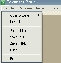Il menu File in Textaizer
